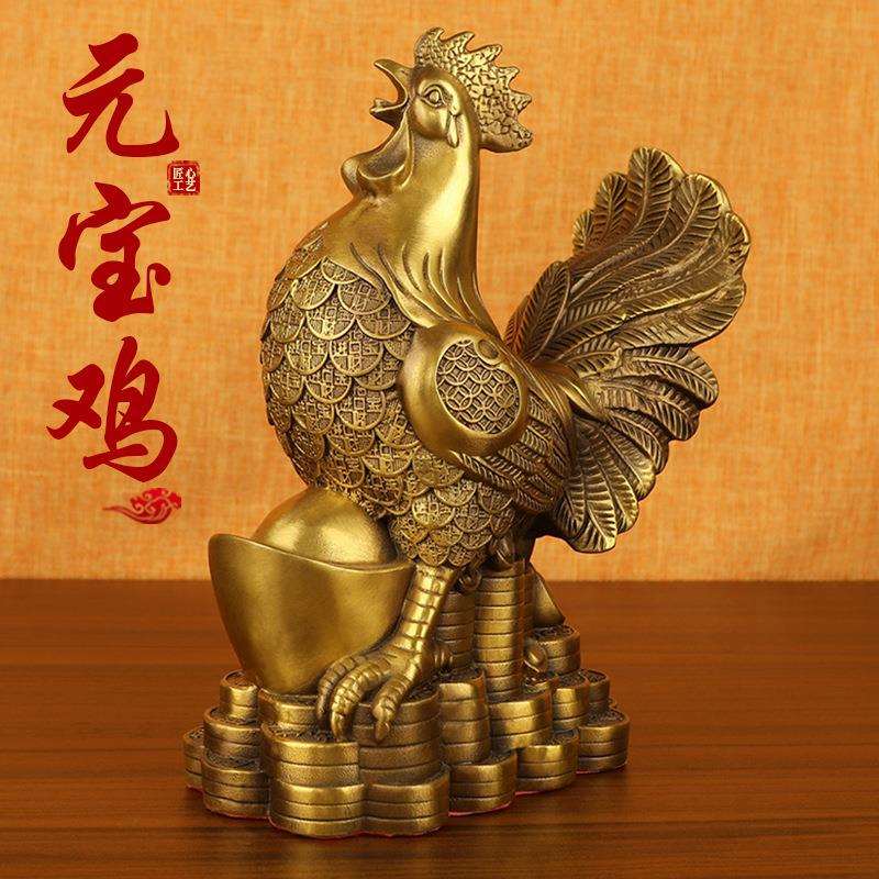 铜鸡摆件金钱母鸡元宝公鸡金鸡下蛋家居客厅装饰品办公室店铺摆设