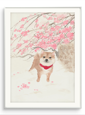 【新品上新】新锐国潮艺术家黄峰霞《踏雪春梅》萌宠系列限量版画