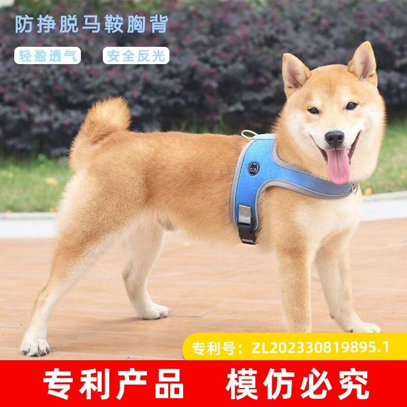 夏季狗狗牵引绳马鞍式中小型犬泰迪柴犬可调节胸抱婴袋遛狗绳子脖
