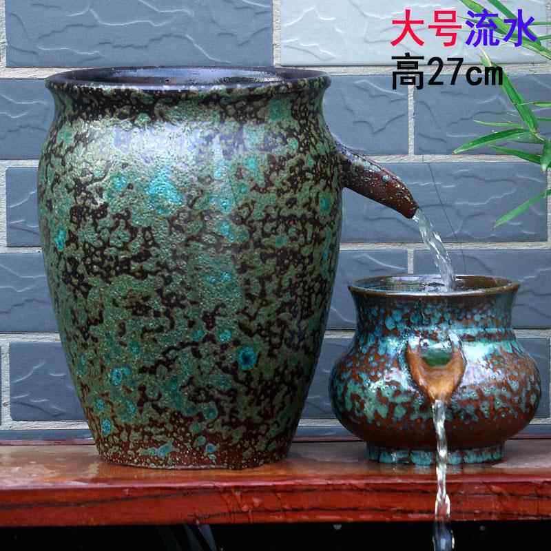 日式流水摆件古法养鱼循环流水瀑布加湿器增氧流水罐民宿酒店造景