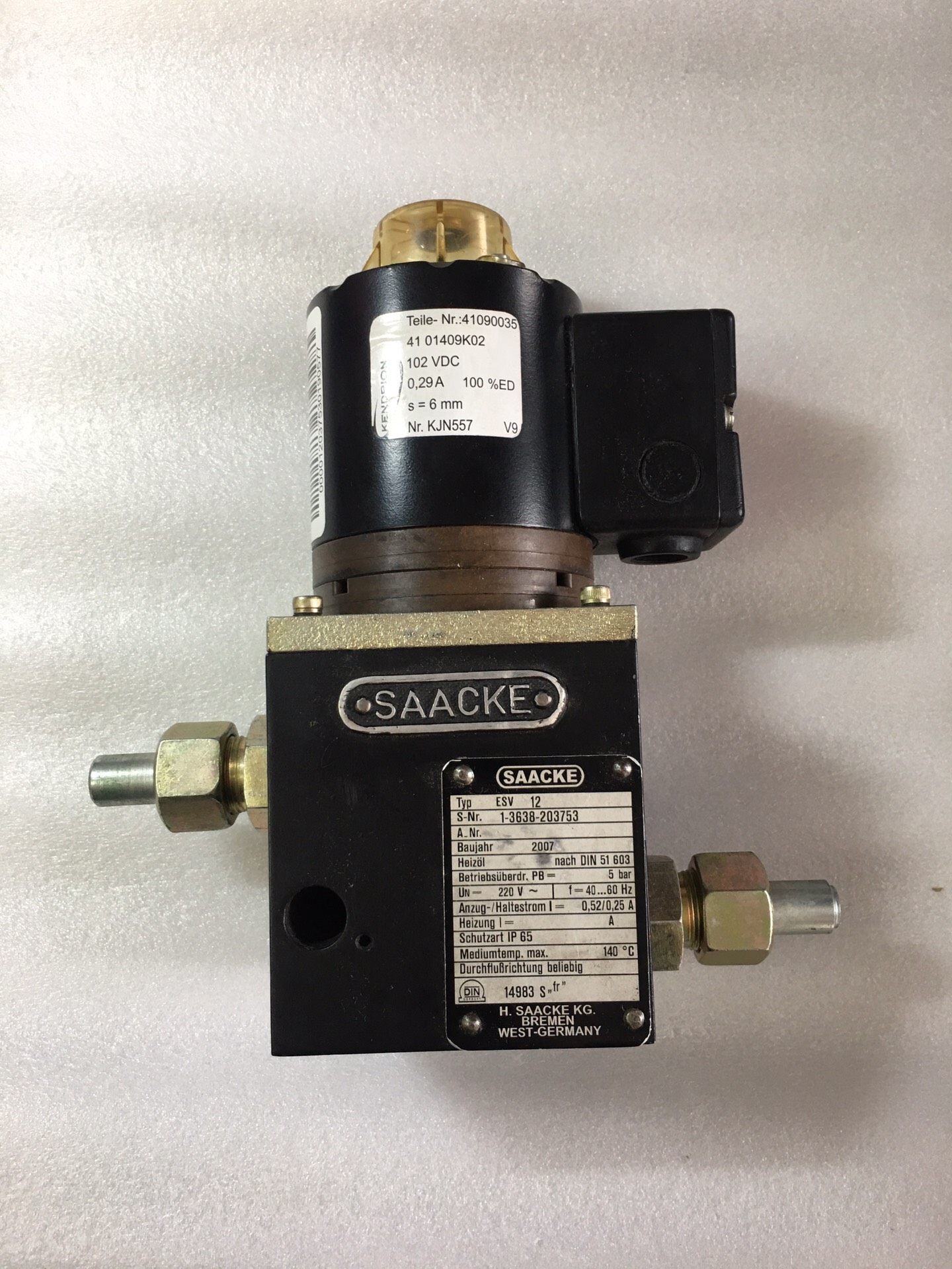 SAACKE ESV 12 电磁阀，ESV12 现货供应，实