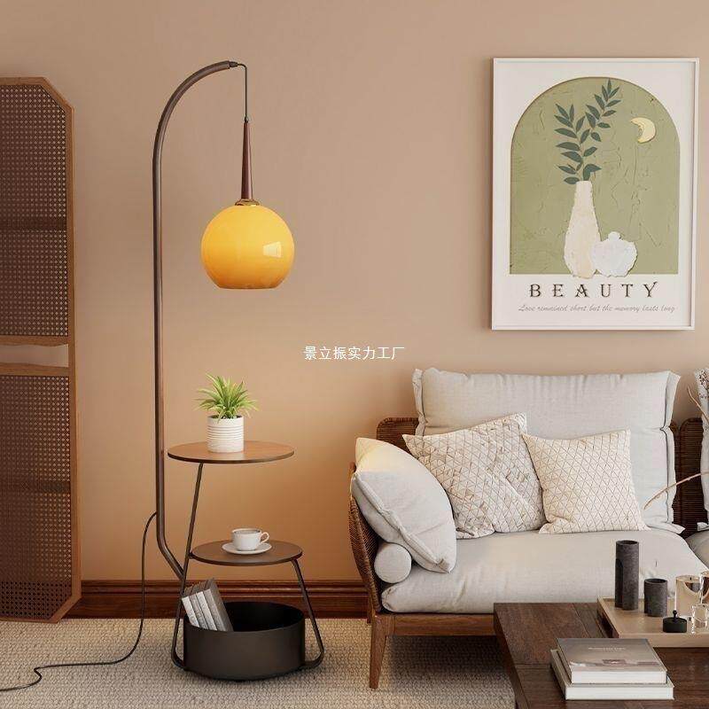 中古风北欧橘子落地灯客厅阅读书房卧室床头书桌托盘柚子落地灯