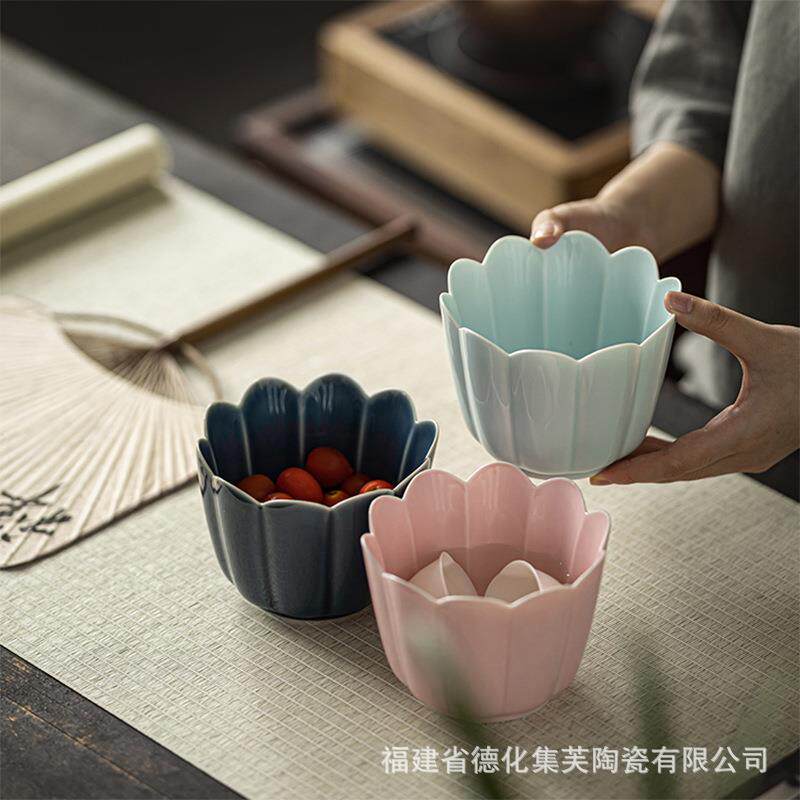 莲花建水陶瓷茶洗茶壶盖渣碗茶中式复古水果小盘莲花建水废水茶缸