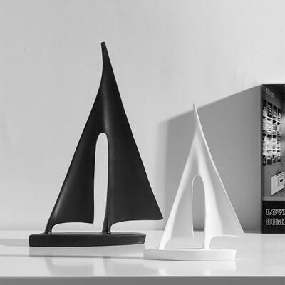 北现代简约帆船小摆树脂工艺品意欧客厅办件FFD创公室桌面家居装