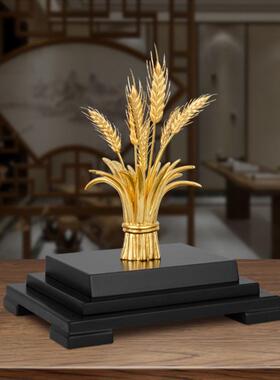 五谷丰登真金金箔摆件乔迁开业大卖礼品客厅办公室装饰大麦稻谷