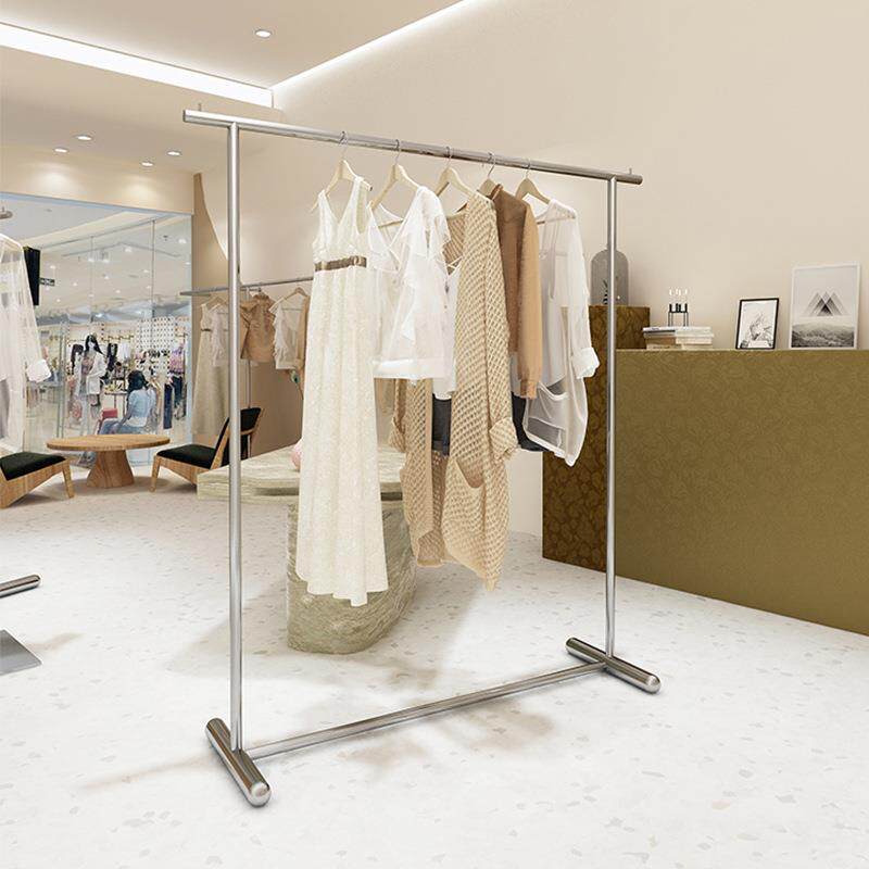 服装店展示架不锈钢落地式男女装店货架挂衣架中岛侧挂网红陈列架