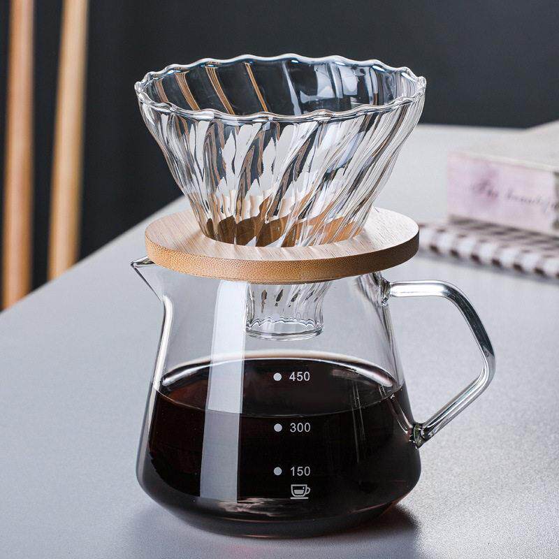 Glass Pour Over Coffee Set Dripper Sharing Pot Brewing Kit - 实物图