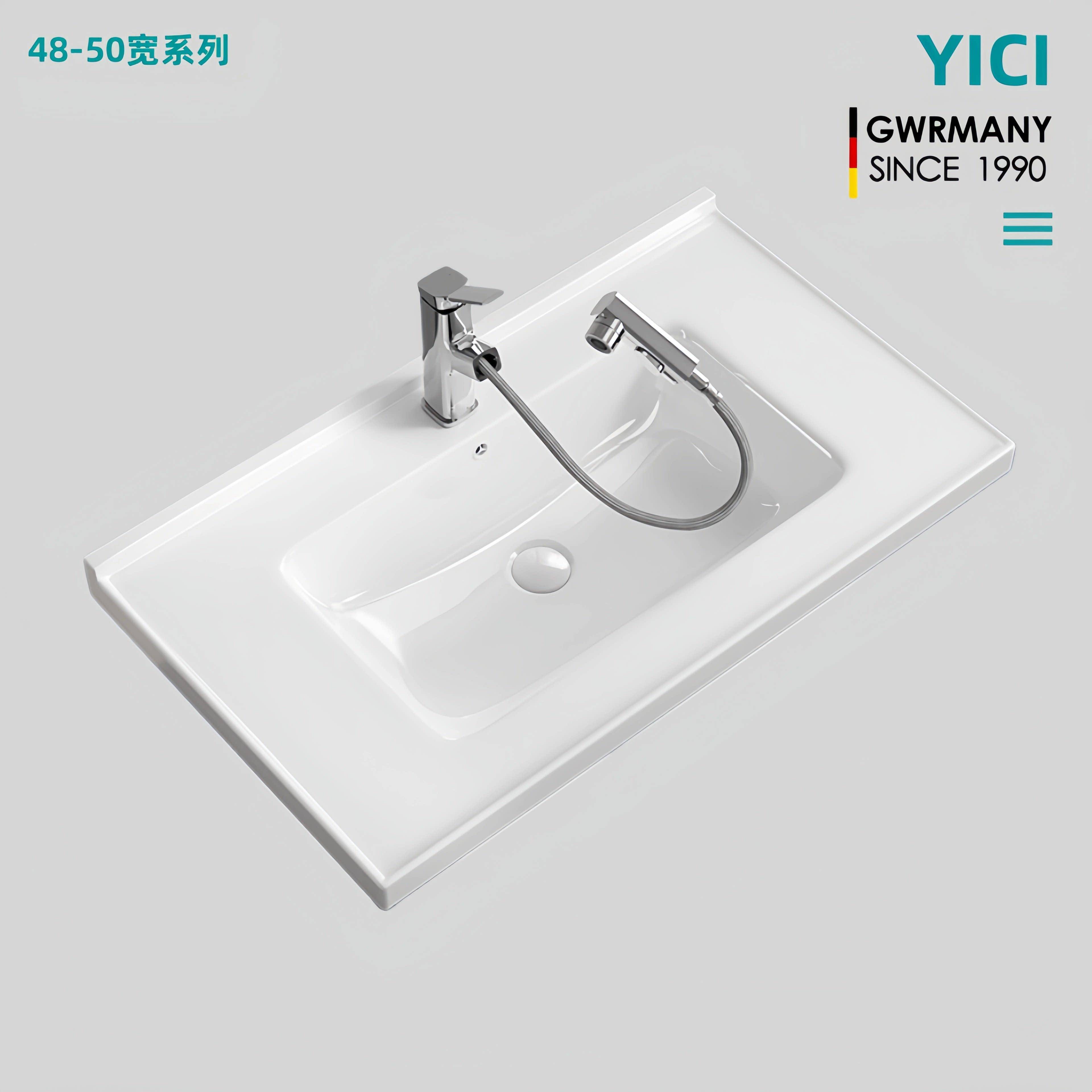 家用洗手盆浴室柜洗脸盆小户型陶瓷一体盆半嵌入式台中盆洗漱台