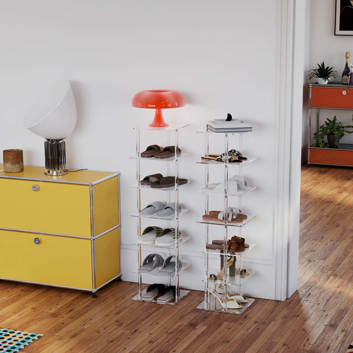 亚克力鞋架收纳墙面陈列架七层家用透明室内外展示架置物架