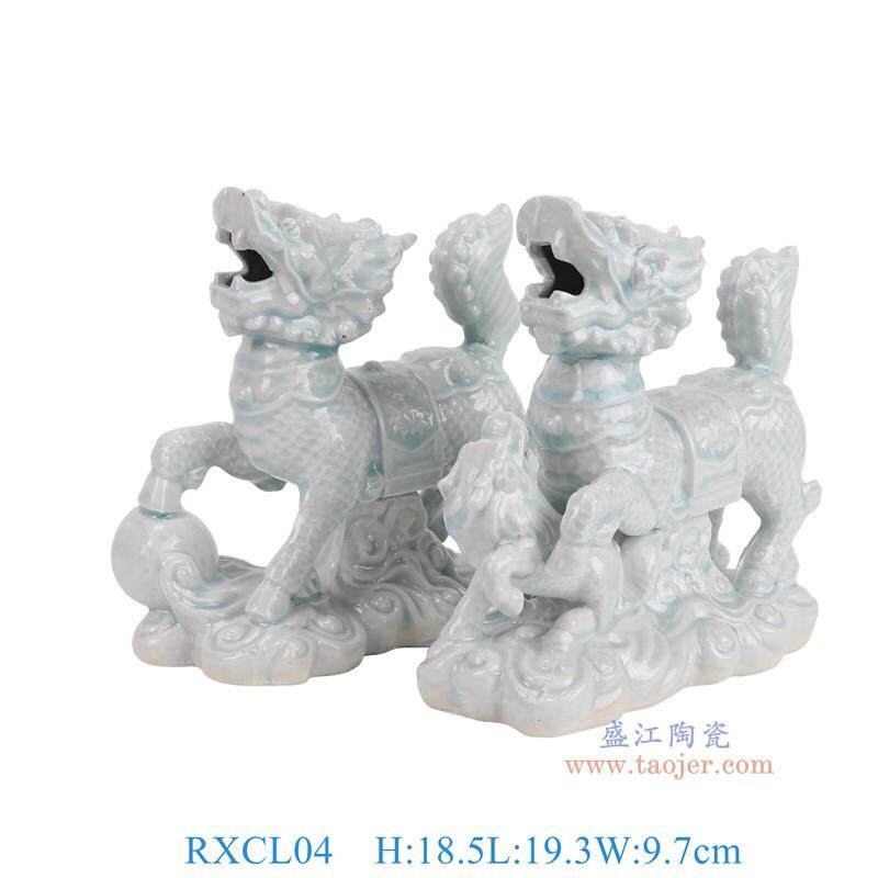 景德镇陶瓷雕塑狮子狗老虎青釉麒麟马家居书房玄关博古架装饰摆件