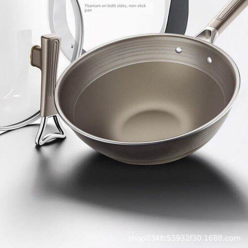 non stick titanium pan uncoated stir fry pan cooking pot 锅