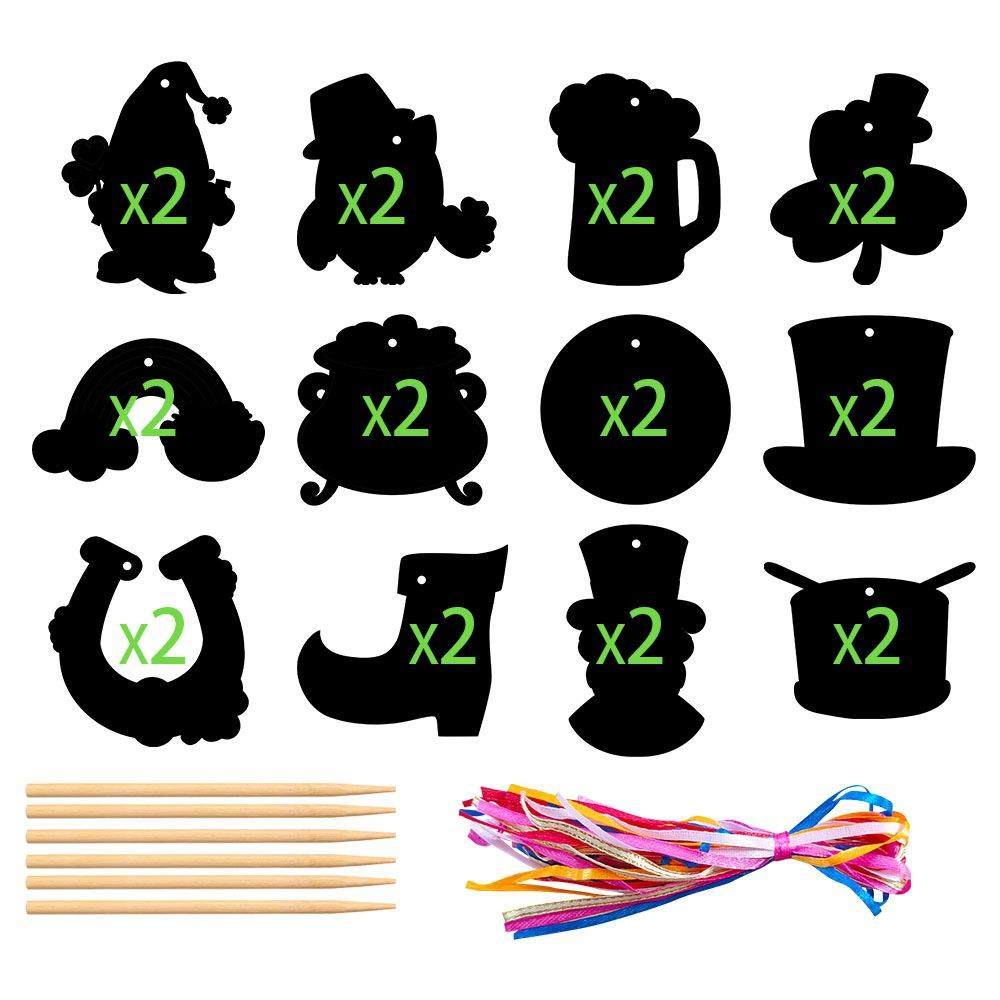 新款圣帕特里克节刮刮卡 爱尔兰节日幸运三叶草刮刮画DIY挂饰