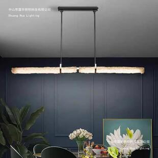 新款 轻奢冰丝玻璃长条吊灯现代德国设计创意吧台大厅一字餐厅吊灯