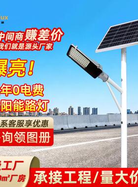 厂家太阳能路灯6米8米球场广场公园庭院一体IP65防水感应开关