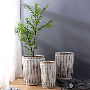 欧式高筒花盆陶瓷北欧简约大号创意个性特大号虎皮兰客厅落地清