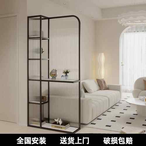 进门客厅玄关柜屏风现代简约沙发入户对门免打孔玻璃隔断置物架