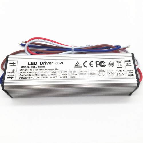 认证无频闪高PF45w50w60w900ma15-18串20串3wLED恒流驱动防水电源