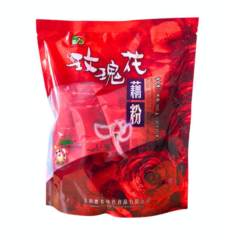 新货玫瑰花藕粉鲜花藕粉500克/袋小包装澄江德春藕粉速溶即食健康