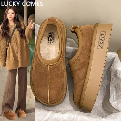 LUCKY COMES厚底勃肯鞋女冬季加绒2025新款一脚蹬毛毛保暖棉鞋子