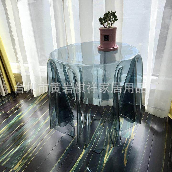 亚克力Essey幽灵桌创意咖啡魔术桌布家居圆形水晶桌角边茶几