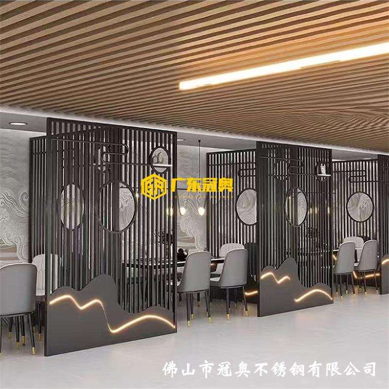独栋别墅院子仿铜做旧不锈钢假山屏风 户外黑钛不锈钢山峦玄关
