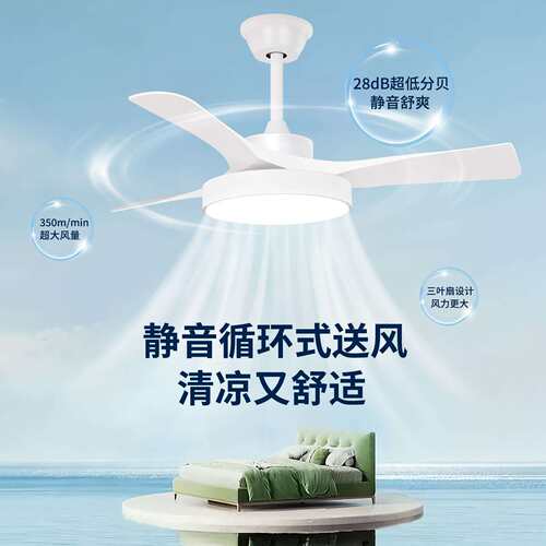 中古风吊扇灯风扇灯胡桃木色静音护眼新中式护眼客厅卧室餐厅吊灯