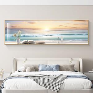 海边风景卧室装饰画 画日出东方客厅墙壁画 画清新简约情侣主卧床