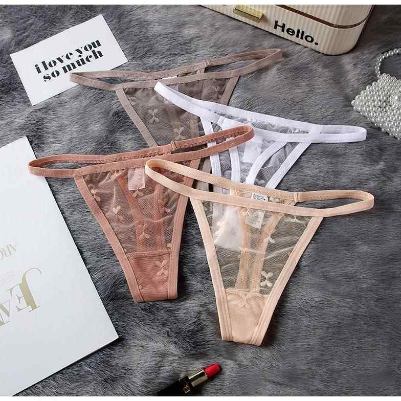 Women Mesh Thong Floral G-string Panties Ladies Sexy T-Back