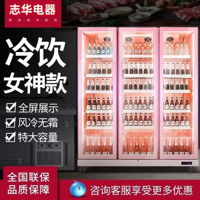 酒吧冰柜商用啤酒冷柜双门饮料冷藏柜保鲜展示柜超市冰箱三门
