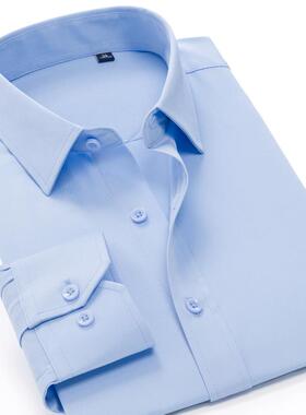 新款老年中长衬袖灰色衫男士加肥加大码胖子肥佬弹力职业装装工衬