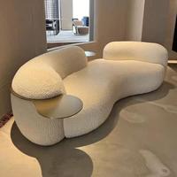 现代轻奢弧形沙发豌豆沙发羊羔绒奶油风三人布艺异型沙发小户型