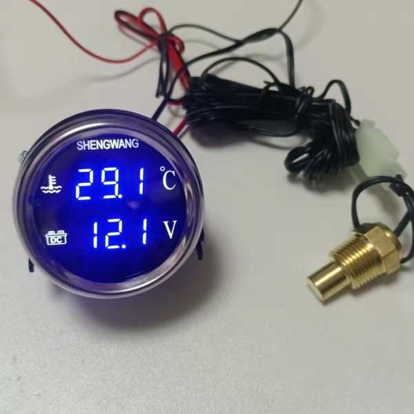 仁前12V24V通用圆形农机汽车智能高精度电子水温电压一体组合表