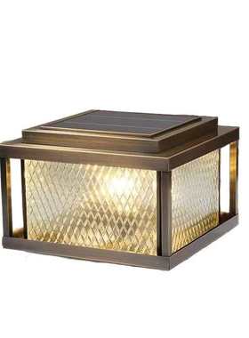 拉丝质感太阳能柱头灯别墅庭院围墙灯LED方形门柱围栏灯walllight