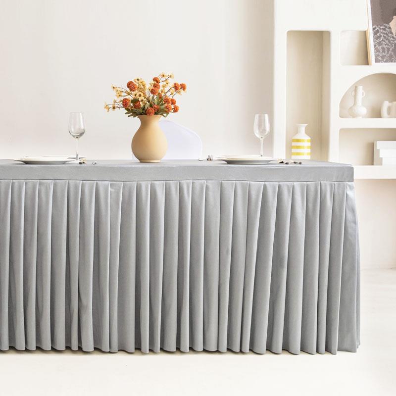 正品定制会议室布店长方桌签形酒餐桌桌布布艺商务展会到长条桌裙