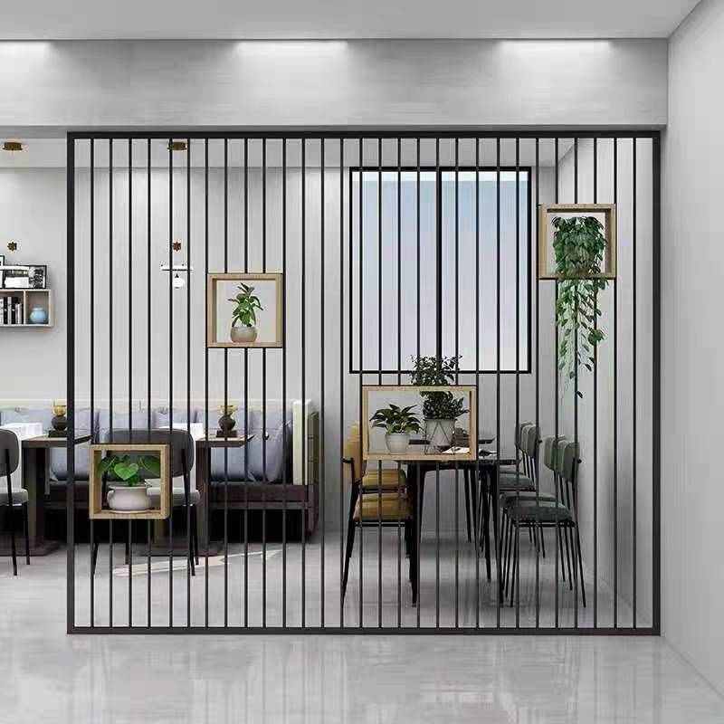 定做铁艺屏风办公室隔断装饰创意不锈钢轻奢客厅入户玄关中式格栅
