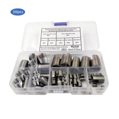 50PCS 302槽型不锈钢自攻螺套 自攻牙套一体式螺纹嵌件组合套件