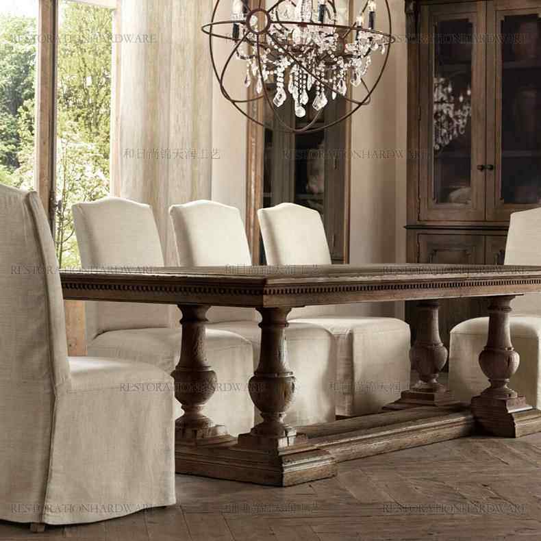 美式乡村北美黑胡桃木实木大板餐桌法式复古原木欧式范10人长桌