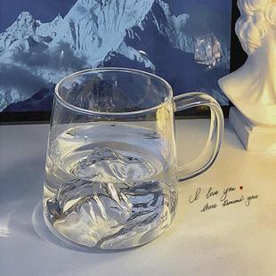 带把富士观山杯雪山杯耐热高硼硅玻璃杯茶杯家用喝水杯子批发 日式