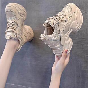 香港新款秋季网红老爹鞋女厚底内增高轻便运动鞋超火小个子休闲