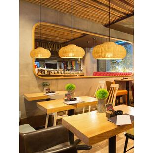 竹编吊灯新中式竹艺灯罩禅意212茶室灯厅酒具店餐饮民宿灯灯餐灯