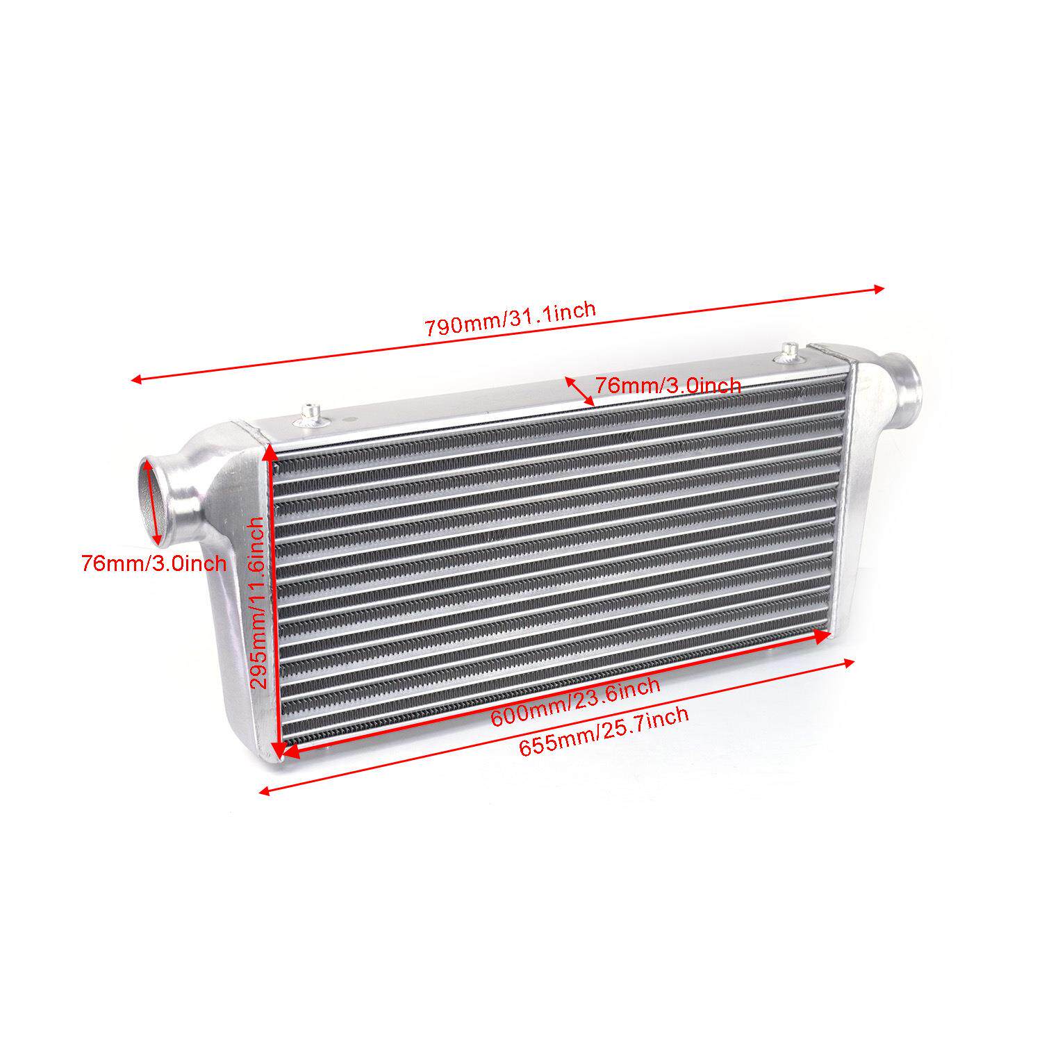 汽车铝制管式中冷散热器600x300x76mm通用涡轮增压改装进气冷却器