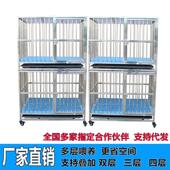宠物店双层不锈钢狗笼子大中小型犬笼可折叠圆管多层笼带厕所加厚