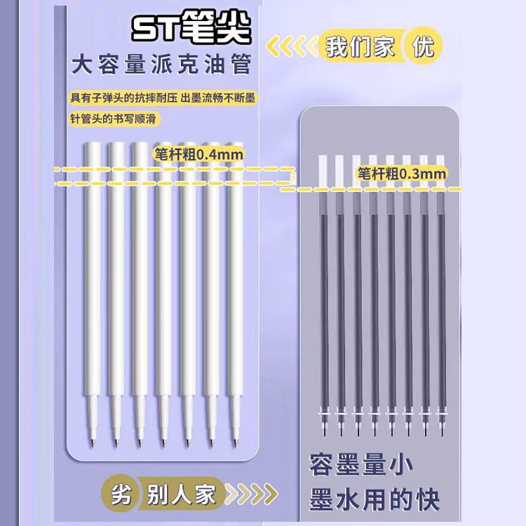 笔芯st笔头按动中性笔替芯0.38mm黑笔芯速干顺滑笔芯按动式葫芦头