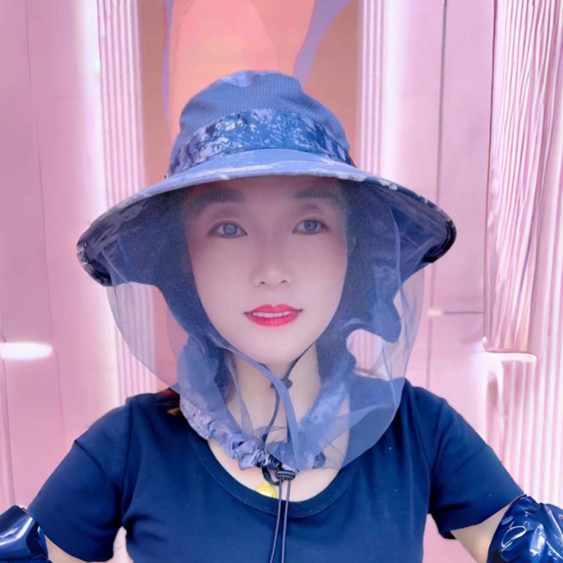 防蚊虫夏季女士防晒钓鱼帽子养蜂面罩遮全脸网纱太阳帽夜间户外女