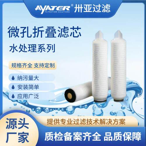 卅亚过滤10英寸 0.22um 226接口折叠滤芯PTFE疏水性折叠滤芯厂家