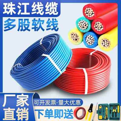 珠江电线家用家装BVR1.5/2.5/4/6/10平方国标铜芯电线多股软线