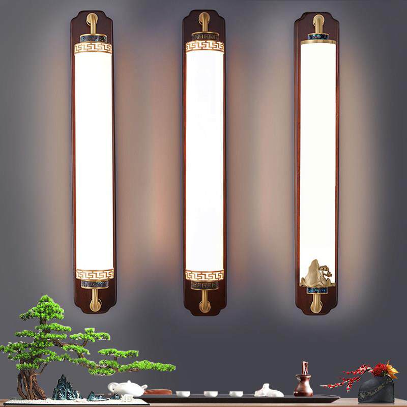 实木壁灯新中式客厅电视背景墙灯装饰中古国风主卧室床头灯高级感