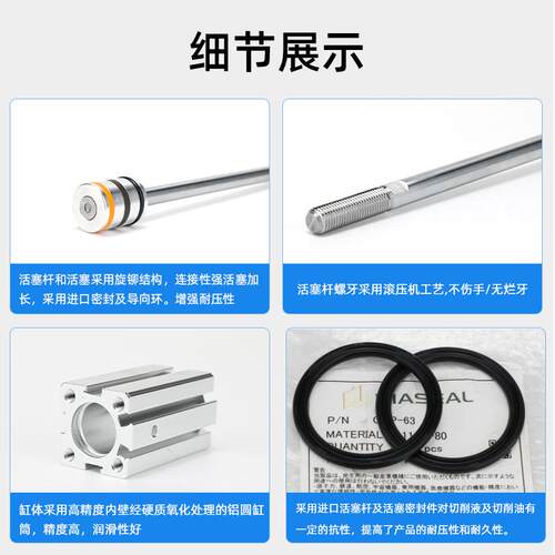 气动元件薄型气缸CQ2Bm缸径8072纹5mm行程30活塞杆外螺双作用气m