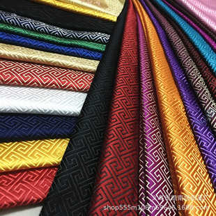 织锦缎旗袍服装 汉服布料 cos面料回纹文立体长城格仿三五唐装