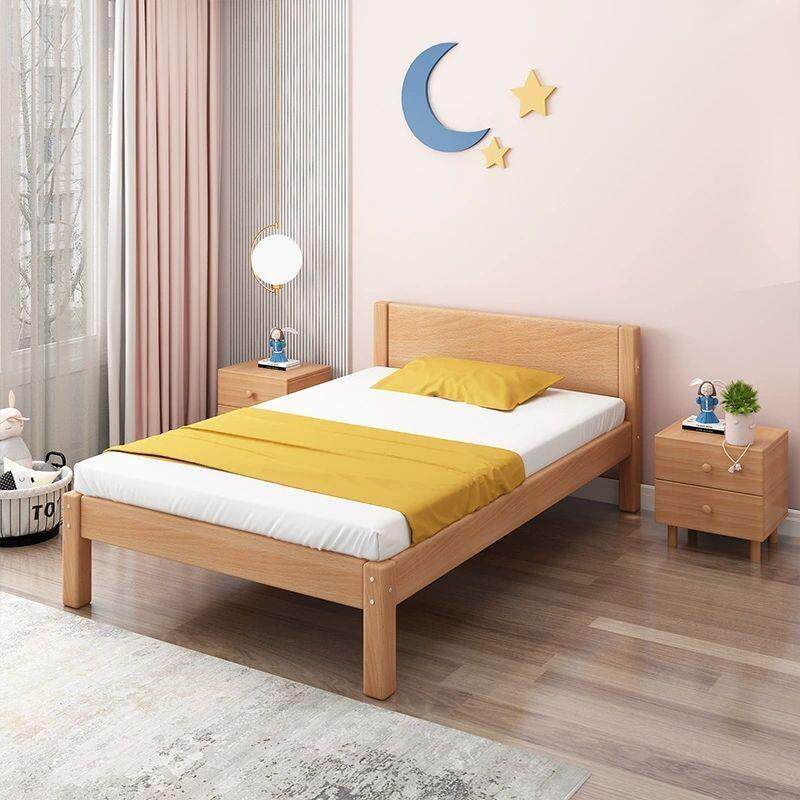 单人床实木儿童床男孩女孩简约成人实木床家用原木榉木双人床